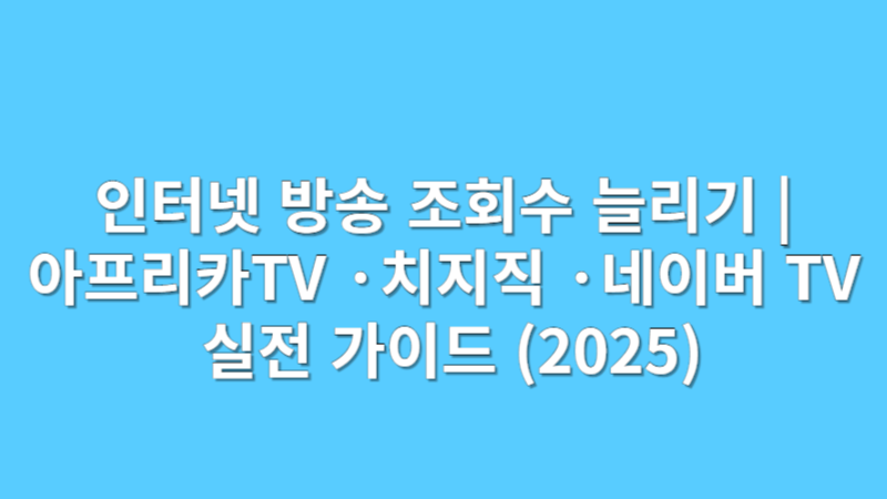 인터넷 방송 조회수 늘리기 | 아프리카TV · 치지직 · 네이버 TV 실전 가이드 (2025)
