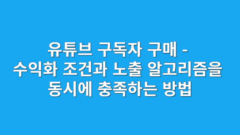 유튜브 구독자 구매, 수익화와 채널 성장 동시에 잡는 2025 전략 가이드