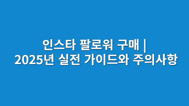 인스타 팔로워 구매 | 무조건 구매하면 위험할까?
