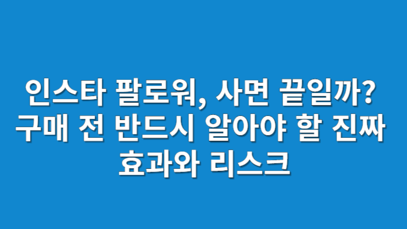 인스타그램 팔로워 구매 전략 2025 | 실제 효과와 리스크 분석