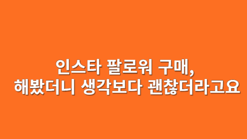 인스타 팔로워 구매, 해봤더니 생각보다 괜찮더라고요