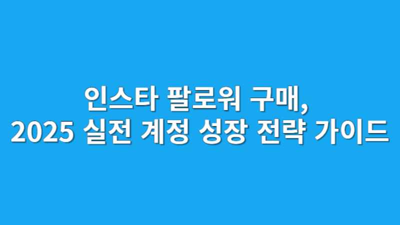 인스타 팔로워 구매 - 실제 한국인 계정 기반으로 안전하게 늘리는 방법