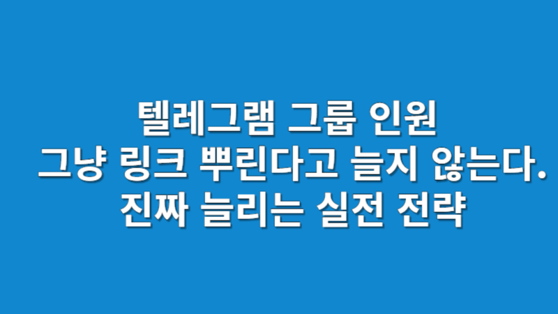 텔레그램 그룹 인원 늘리기 전략 2025 | 유입 경로, 초기 세팅, 반응 구조까지