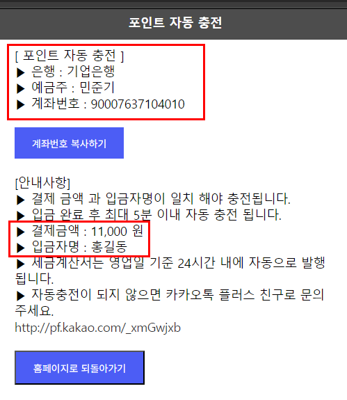 잔액 확인 예시