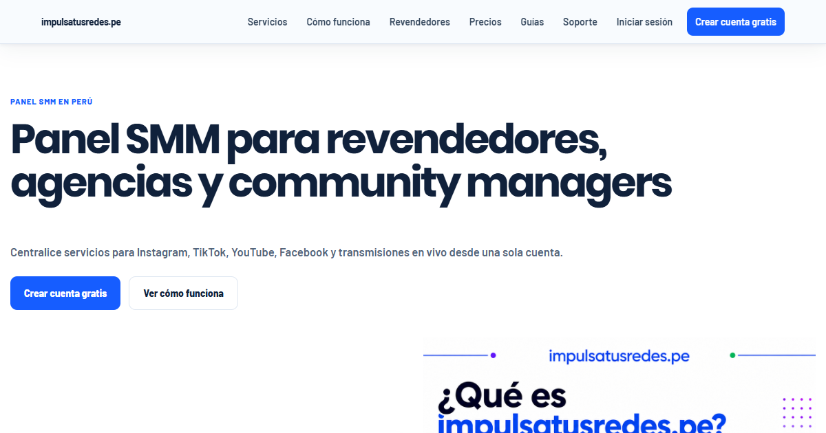 Portada de impulsatusredes.pe, plataforma de servicios SMM en Perú