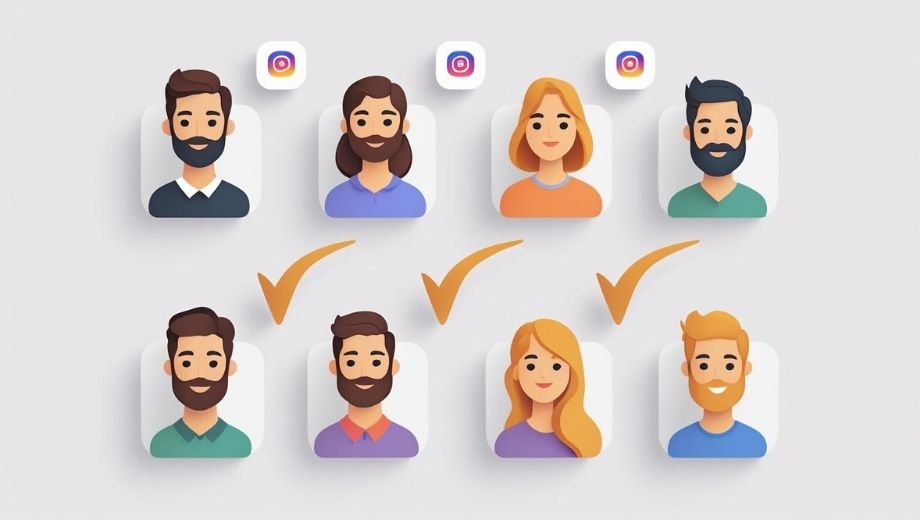 Real Instagram Followers Illustration – Verified User Profiles Vector-style image showing real Instagram users with verified badges and checkmarks, symbolizing organic followers growth.