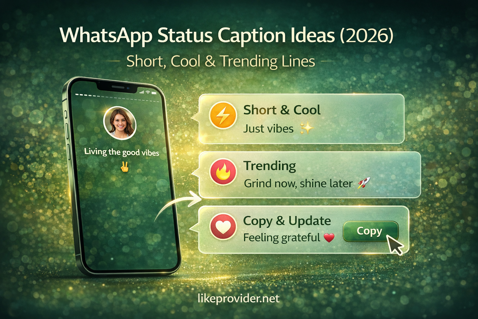 WhatsApp status caption ideas 2026 – short, cool and trending lines to copy and use