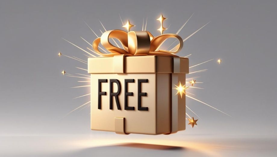 Free Instagram Followers Gift Box – Instant Delivery Offer Golden gift box with a “FREE” label symbolizing a free Instagram followers offer with no payment required.