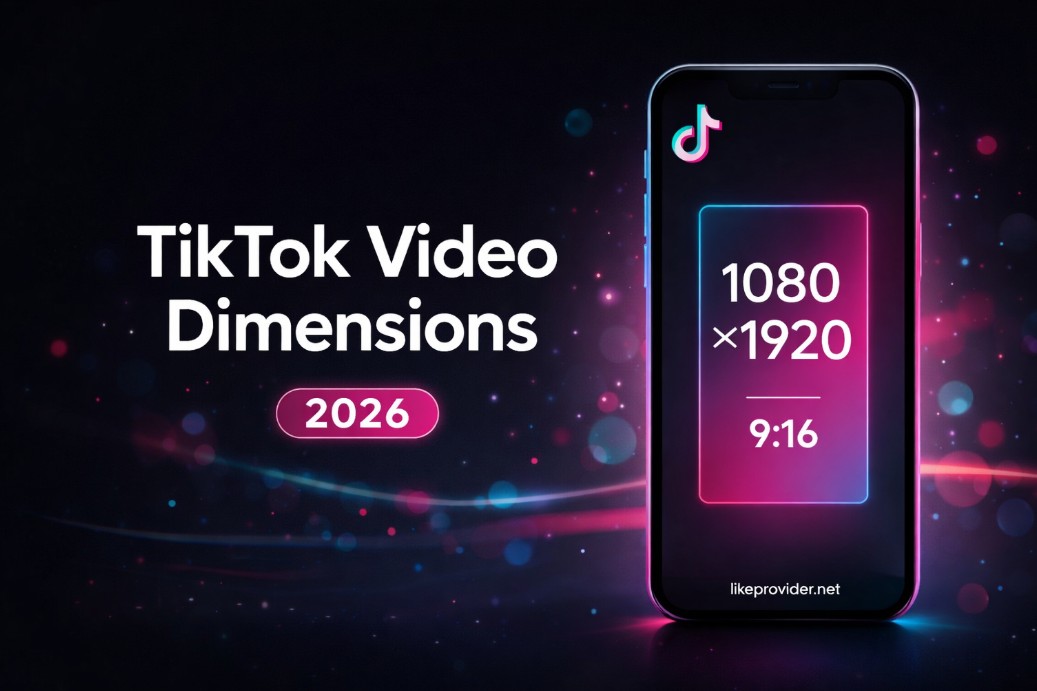 TikTok video dimensions 2026 – 1080×1920, 9:16 aspect ratio. Size, resolution and specs by Likeprovider.