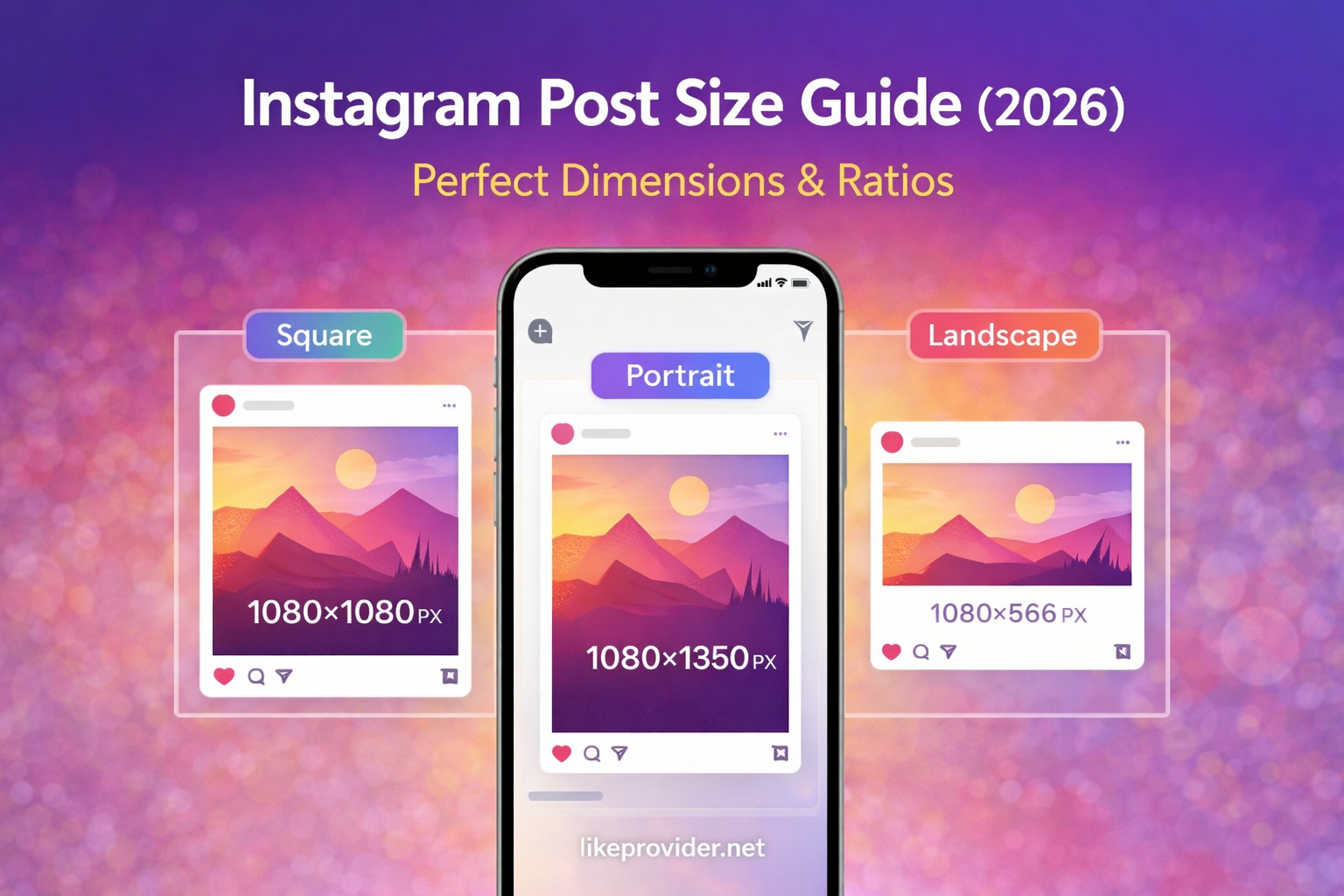 Instagram post size dimensions 2026 – 1080×1080, 1080×1350 (4:5), 1080×566