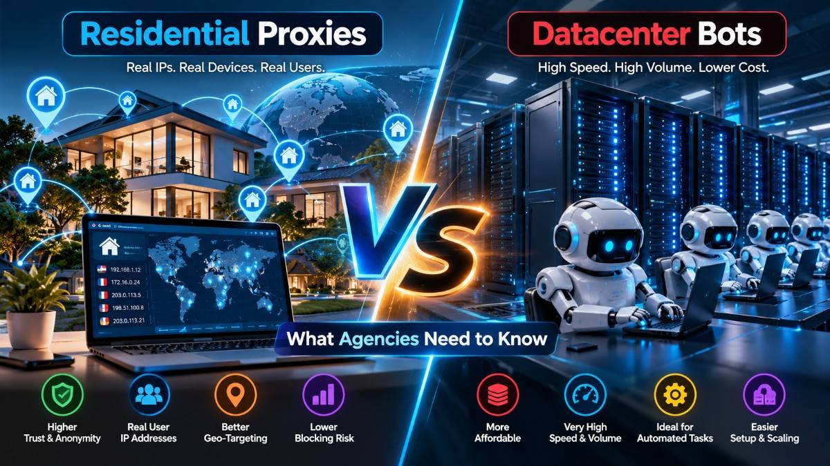 Residential Proxies vs. Datacenter Bots: What Agencies Need to Know