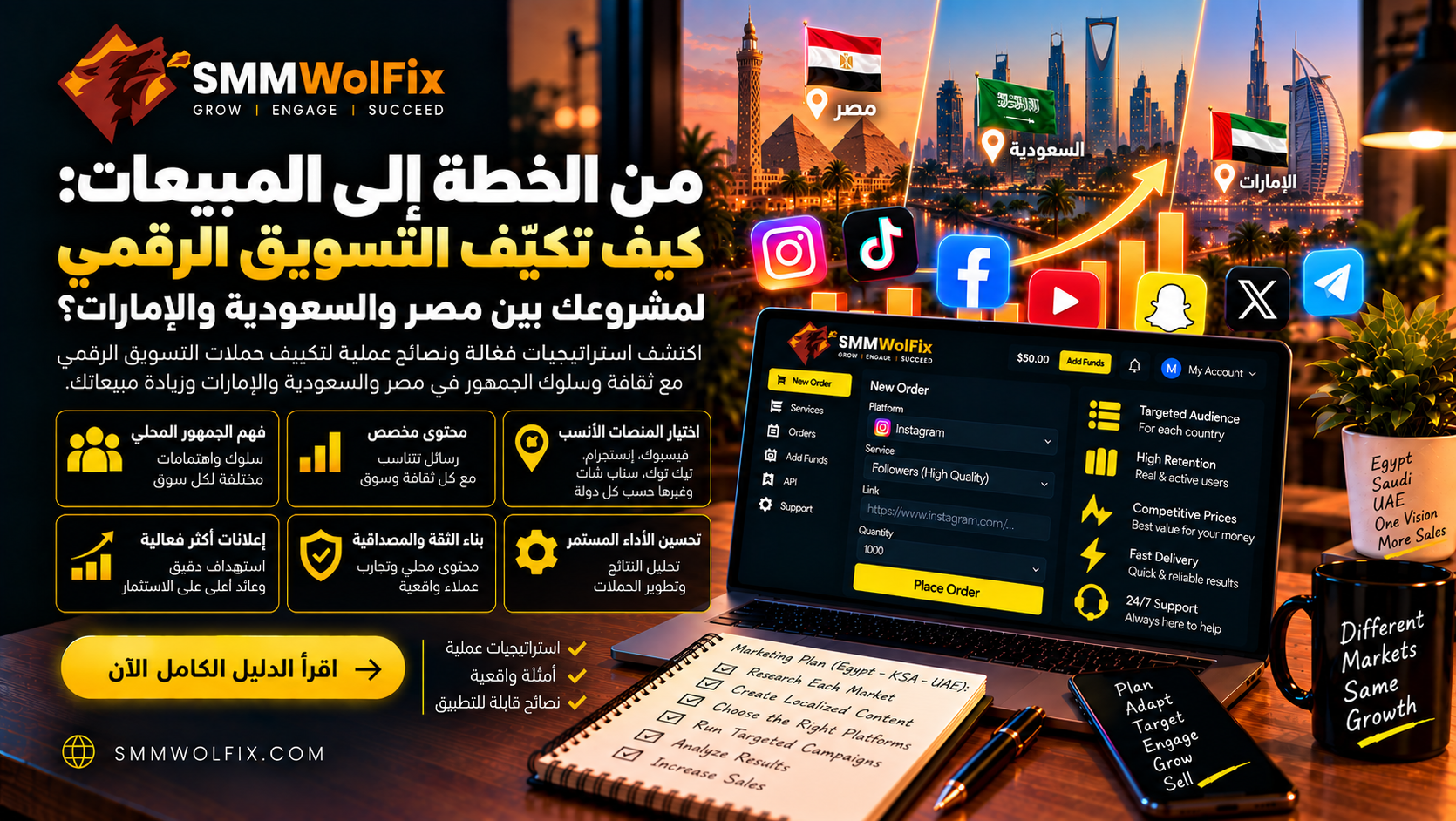 من الخطة إلى المبيعات: كيف تكيّف التسويق الرقمي لمشروعك بين مصر والسعودية والإمارات؟