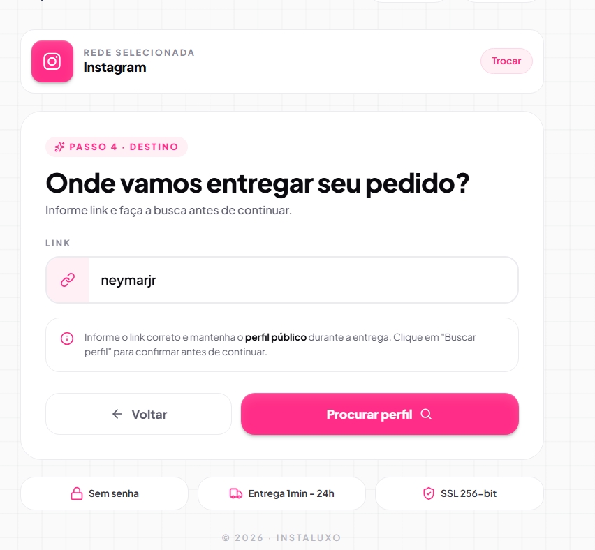 Tela do painel Instaluxo — gestão de pedidos