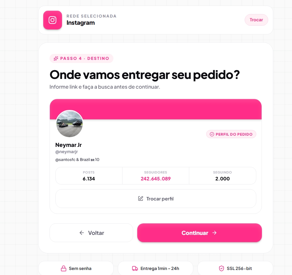 Tela do painel Instaluxo — área do cliente