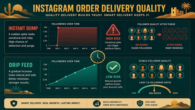 Instant bulk delivery versus drip-fed Instagram followers and their different outcomes for a Dubai account — GreatSMM delivery quality explained