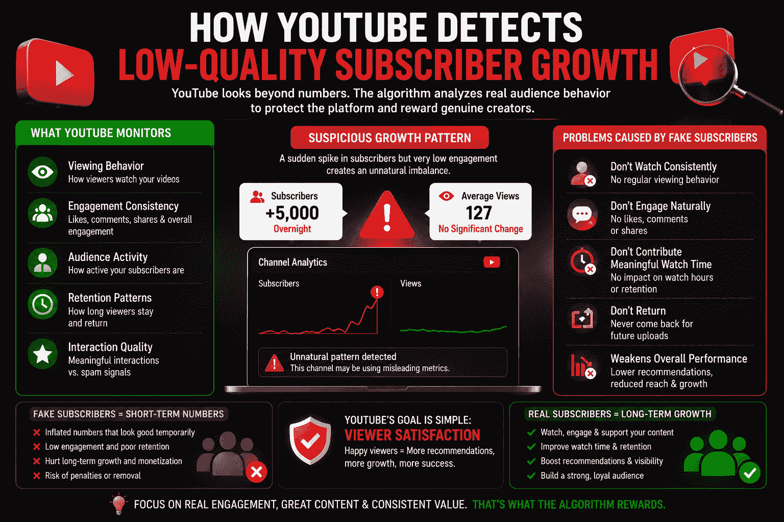 How YouTube Detects Low-Quality Subscriber Growth