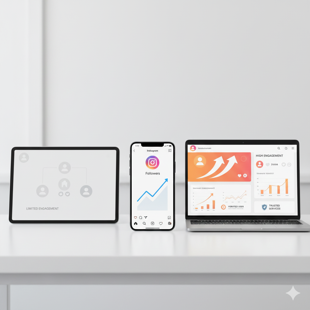 مقارنة المواقع المجانية والمدفوعة لزيادة متابعين إنستقرام