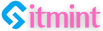 โลโก้อย่างเป็นทางการของ Gitmint แสดงสัญลักษณ์ G สีฟ้าสดใส และตัวอักษร itmint สีชมพูบานเย็นบนพื้นหลังสีดำ