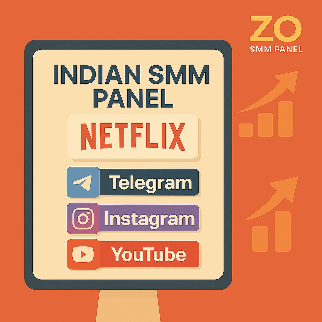 Indian SMM Panel Dashboard for Netflix Promotion Dashboard for Indian SMM panel showing Netflix promotion options on Telegram, Instagram, and YouTube