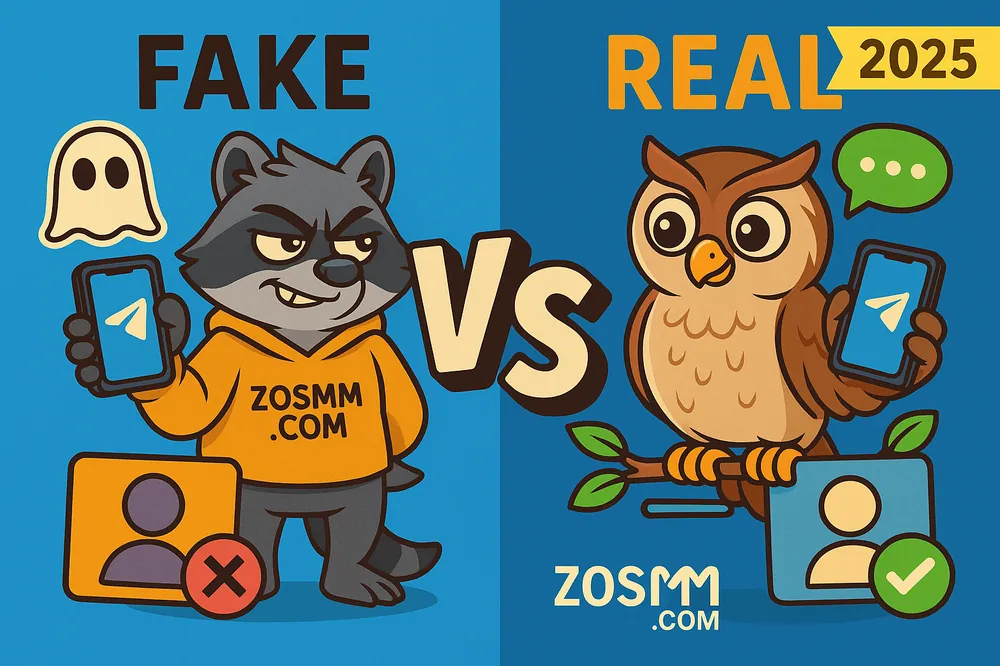 Fake vs Real Members Comparison Visual comparison of fake and real Telegram members in 2025