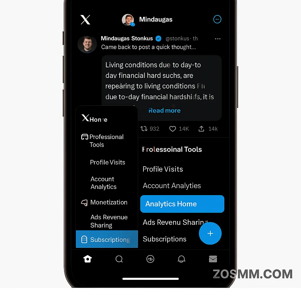 X platform interface with monetization tools