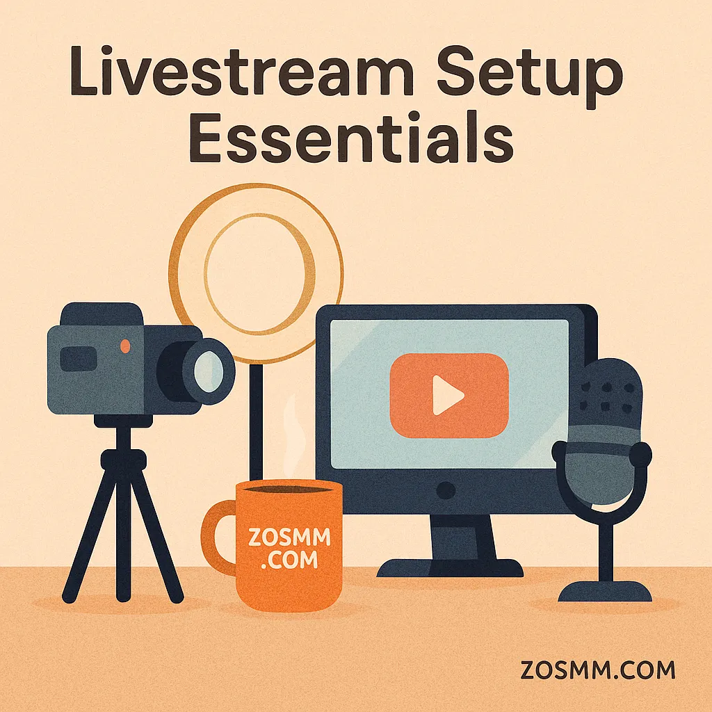 Livestream Setup Essentials A simple livestreaming setup with camera, light, and microphone