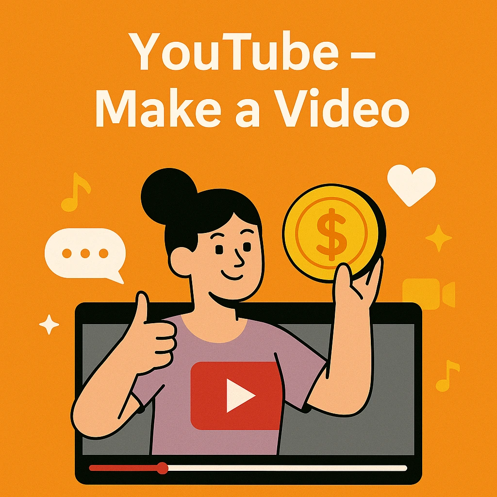 An illustrated concept showing a person recording a YouTube video on a smartphone to earn cash rewards with ZOSMM.COM watermark