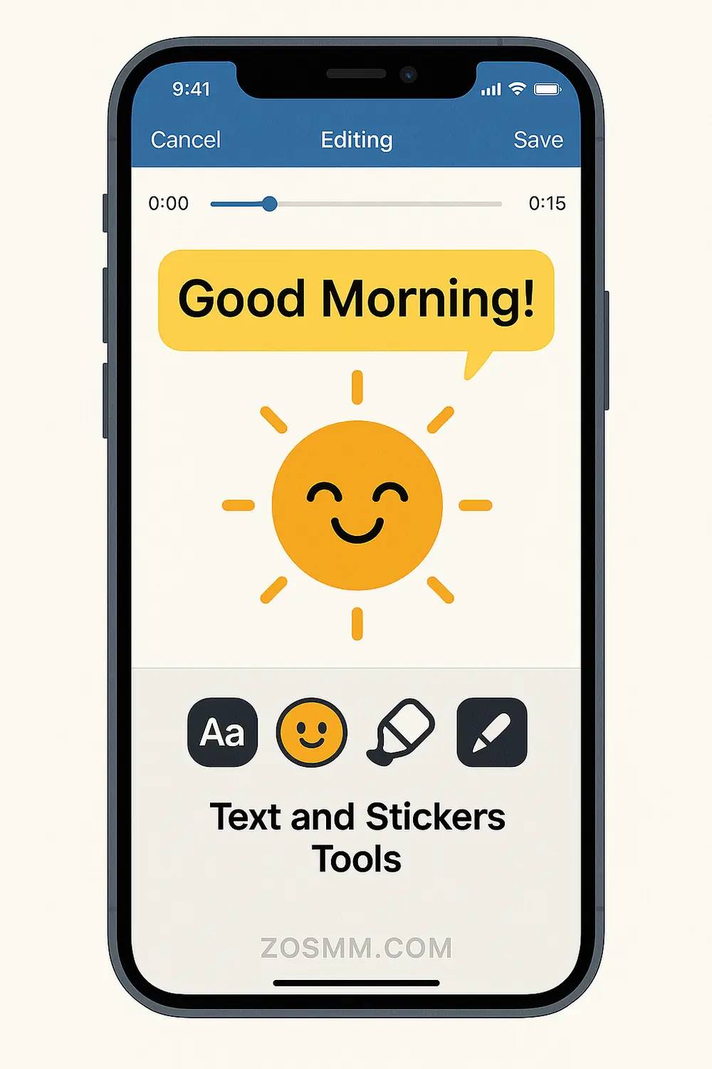 Adding animated text and emoji stickers in InShot timeline