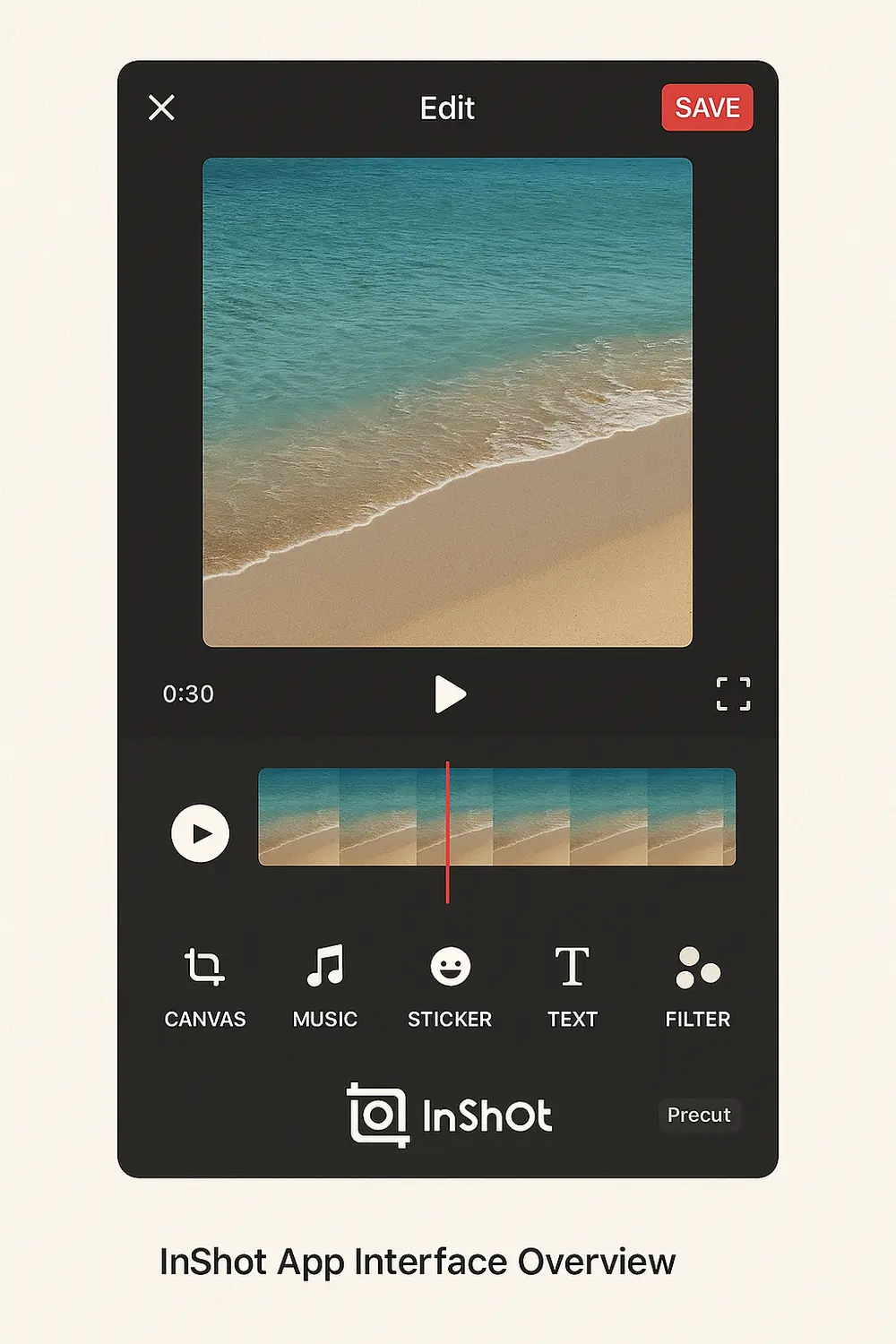  Screenshot-style illustration of importing video in InShot