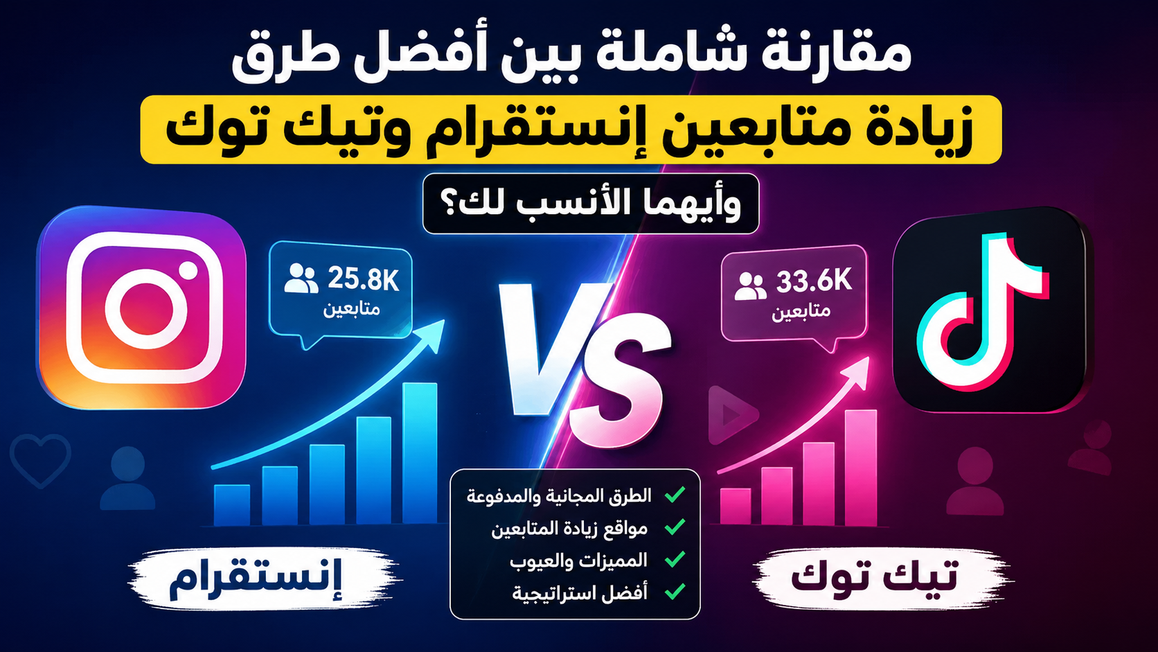 مقارنة طرق زيادة المتابعين