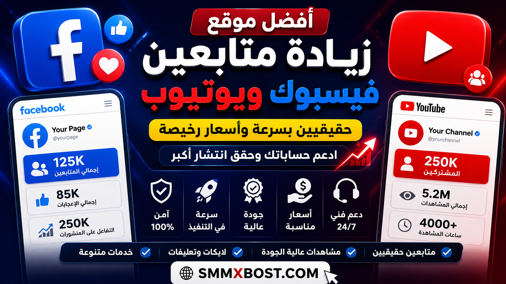 أفضل موقع زيادة متابعين فيسبوك ويوتيوب حقيقيين بسرعة وأسعار رخيصة