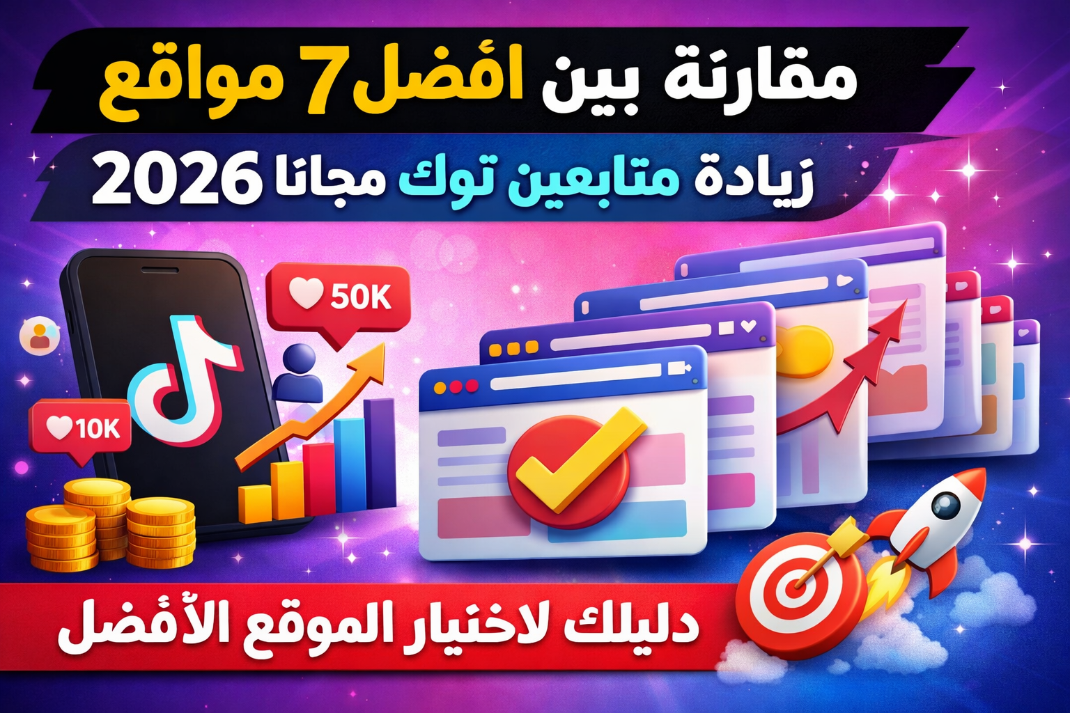 مقارنة افضل مواقع زيادة متابعين تيك توك 