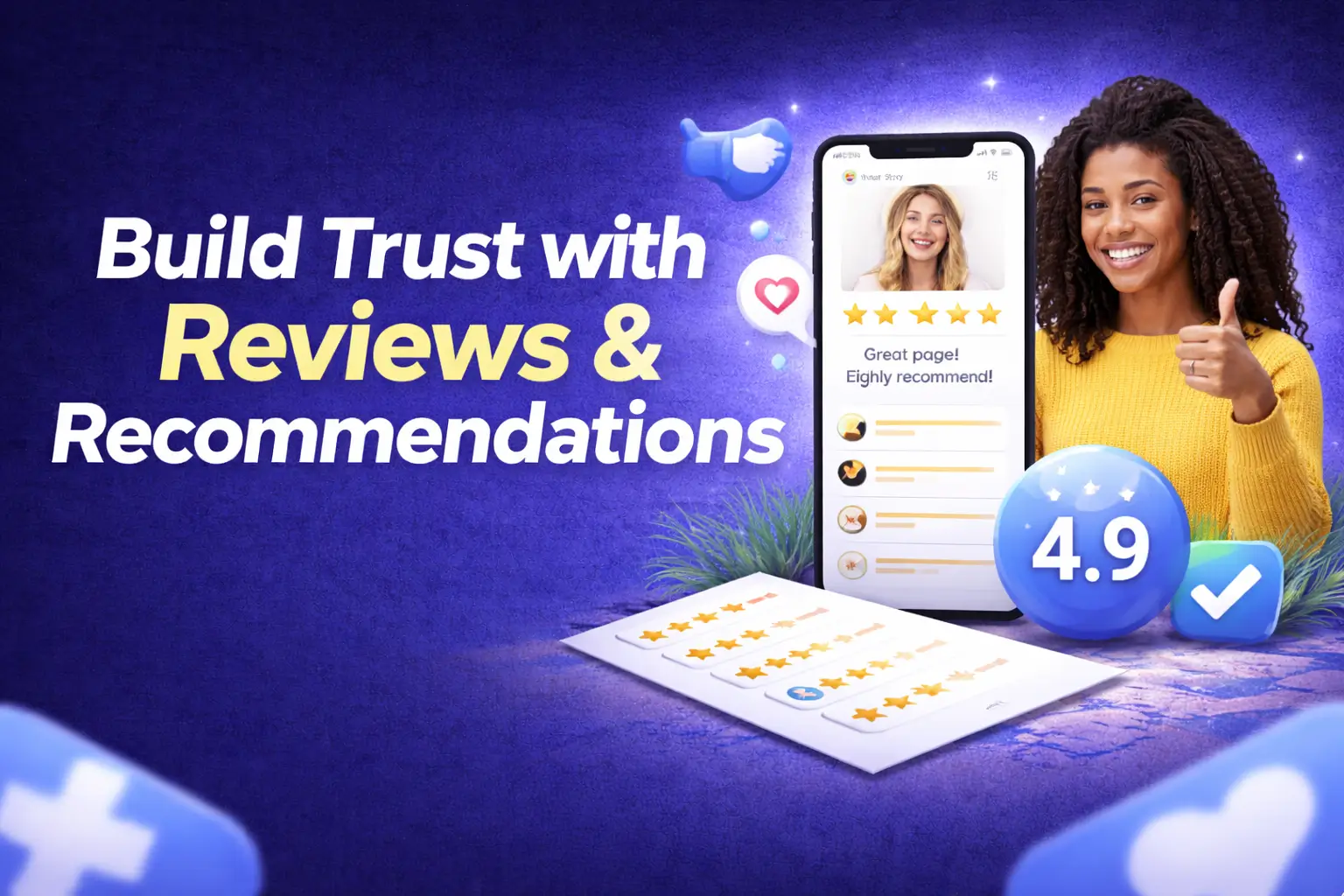 build trust with reviews and recommendations