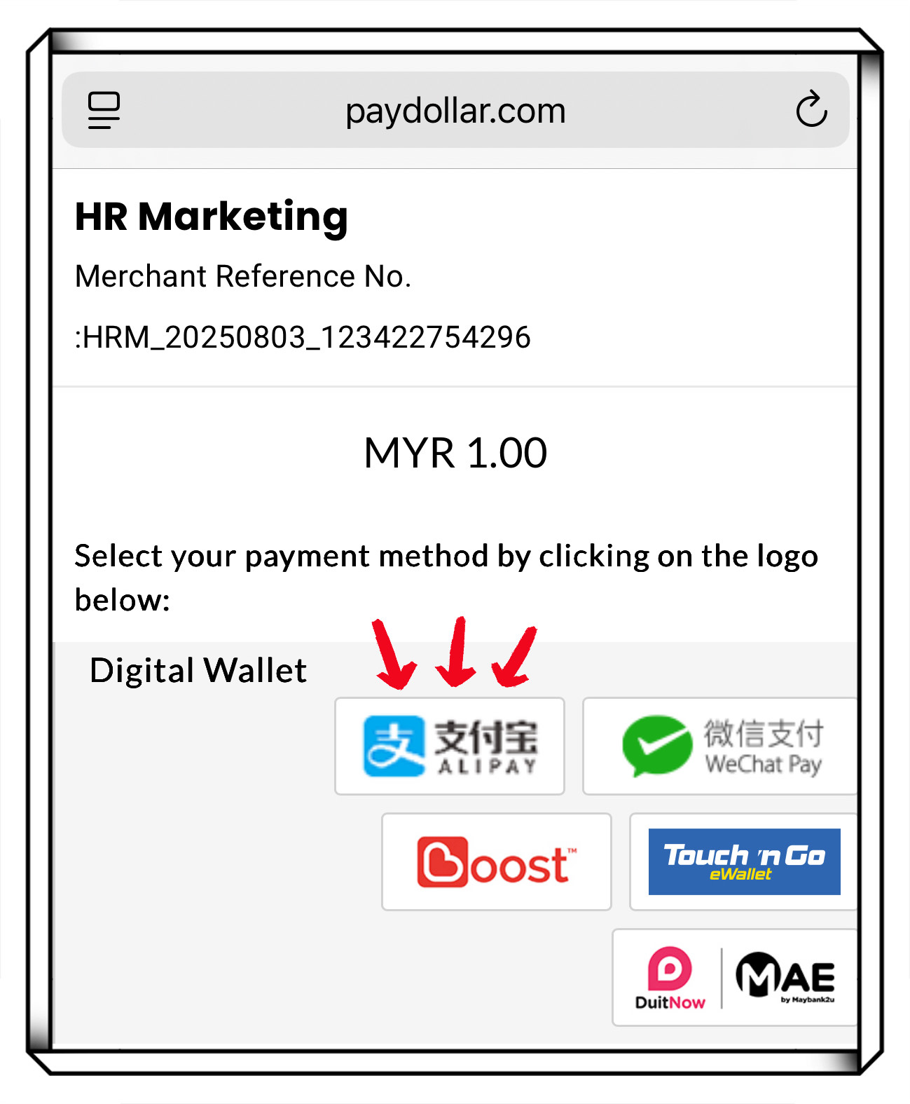 Alipay Step 1