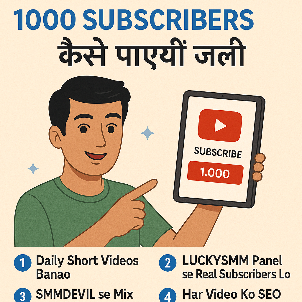 YouTube par 1000 Subscribers Kaise Paayein Jaldi – LUCKYSMM aur SMMDEVIL ke Saath (2025 Guide)