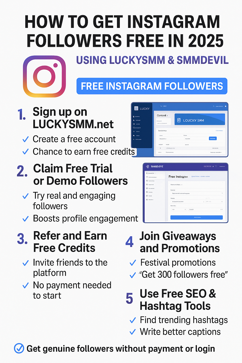 How to Get Instagram Followers Free in 2025 Using LUCKYSMM & SMMDEVIL