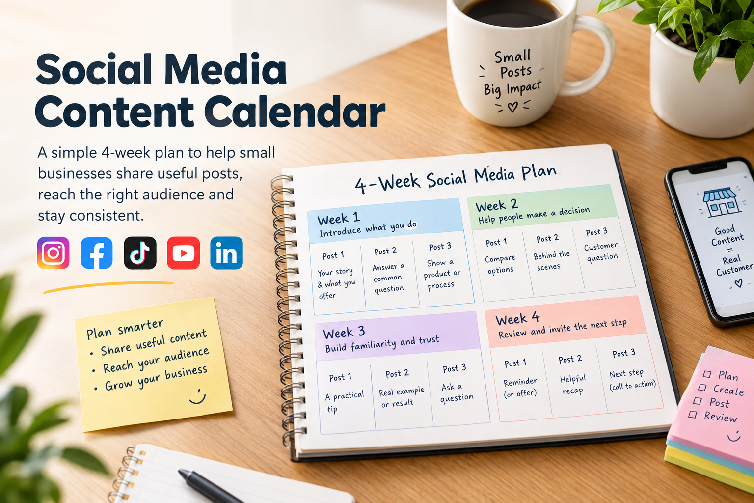 Social Media Content Calendar for Small Businesses | SMMCute