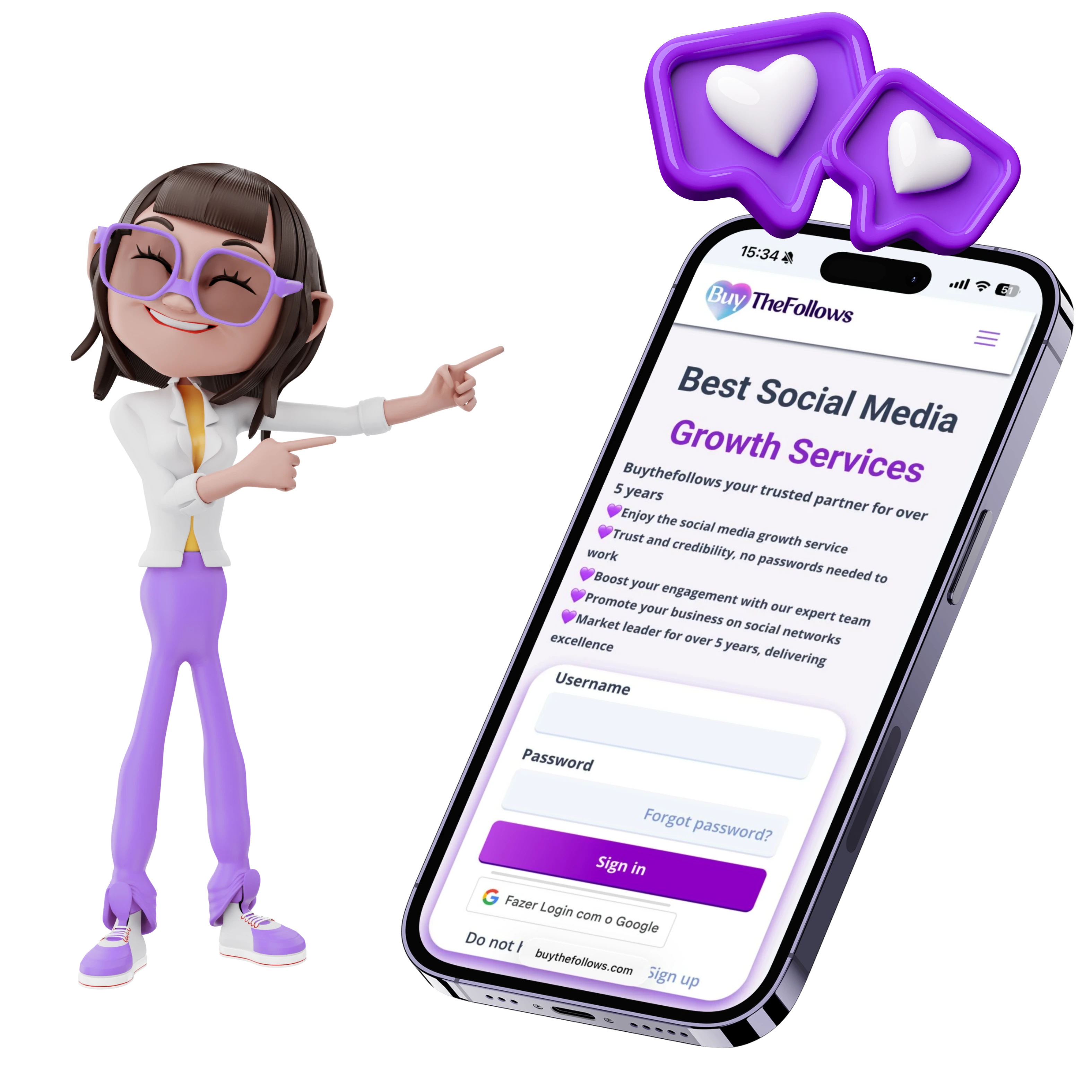 BuyTheFollows social media growth platform on mobile and desktop