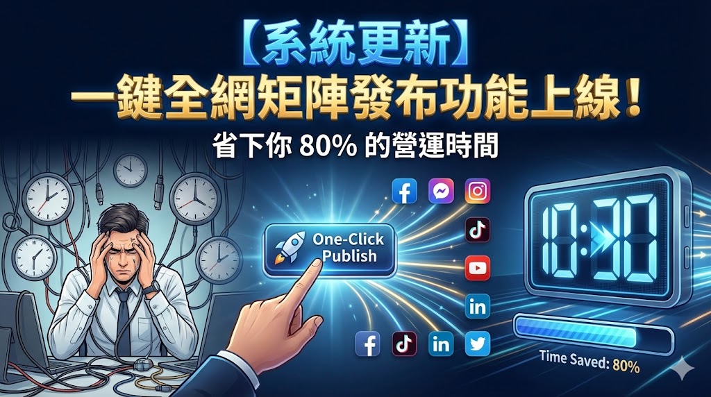 【系統更新】一鍵全網矩陣發布功能上線！省下你 80% 的營運時間