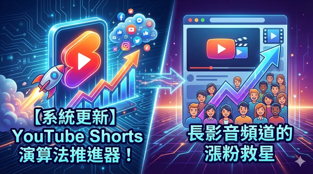 【系統更新】YouTube Shorts 演算法推進器！長影音頻道的漲粉救星