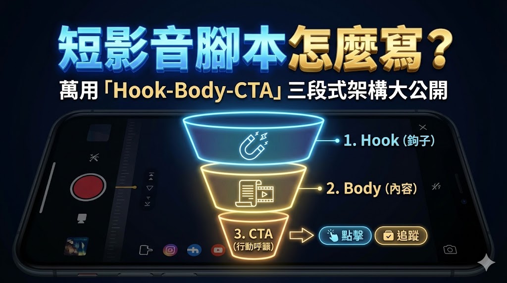 短影音腳本怎麼寫？萬用「Hook-Body-CTA」三段式架構大公開