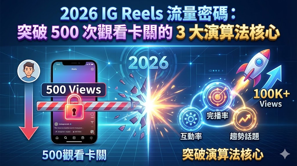 2026 IG Reels 流量密碼：突破 500 次觀看卡關的 3 大演算法核心