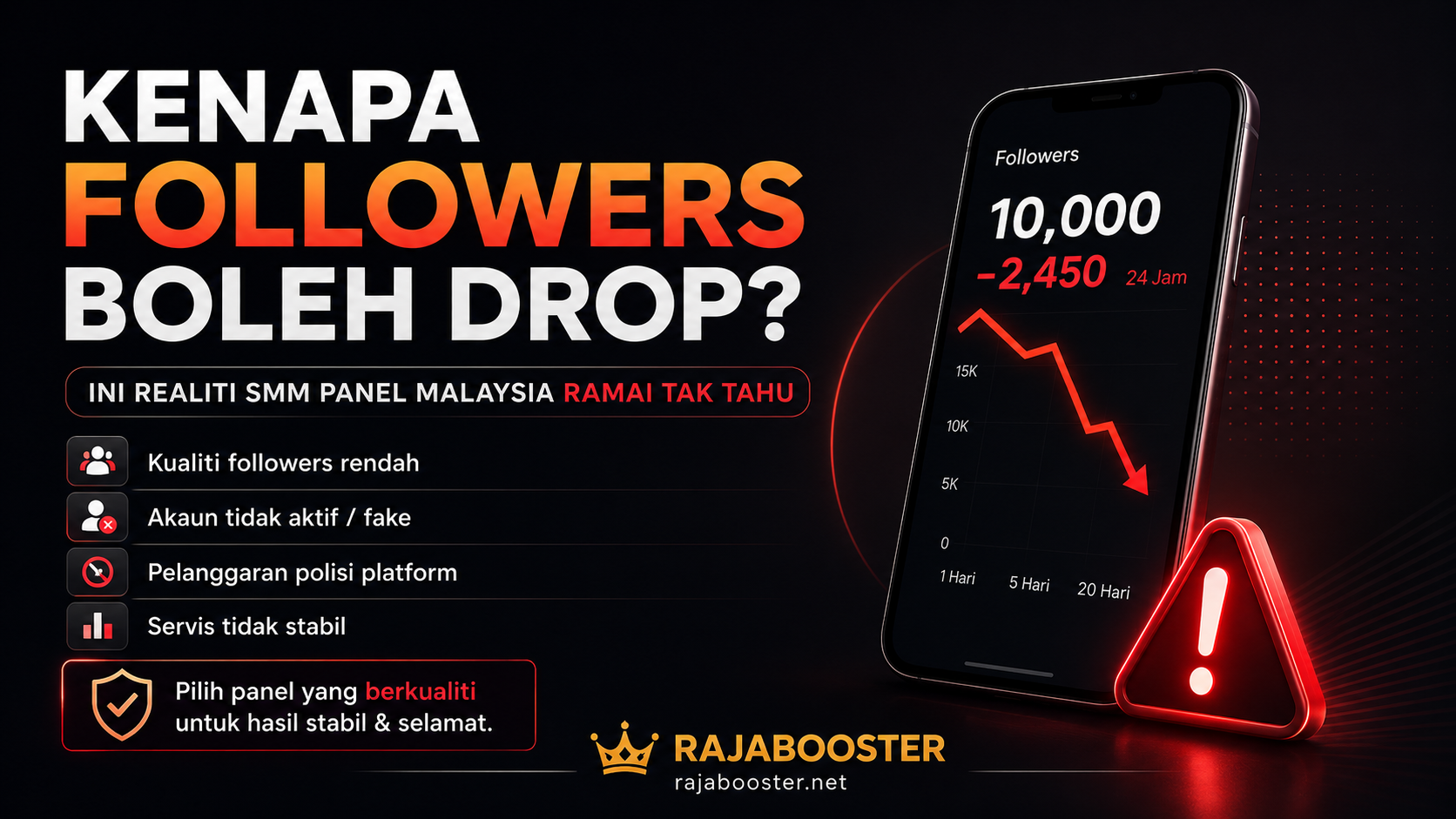 RajaBooster kenapa followers boleh drop dalam SMM Panel Malaysia