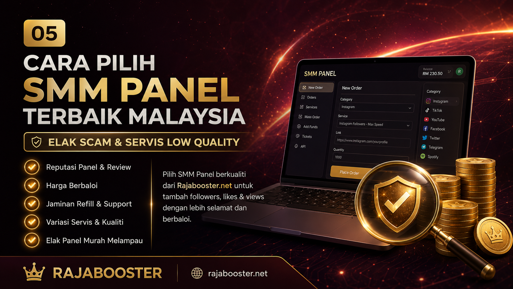 RajaBooster SMM Panel terbaik Malaysia elak scam dan servis low quality