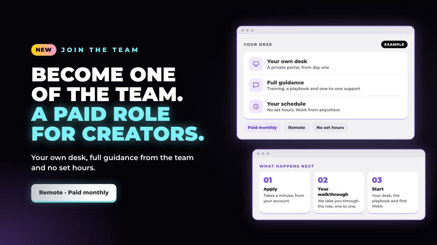 Join the team: a paid role for creators