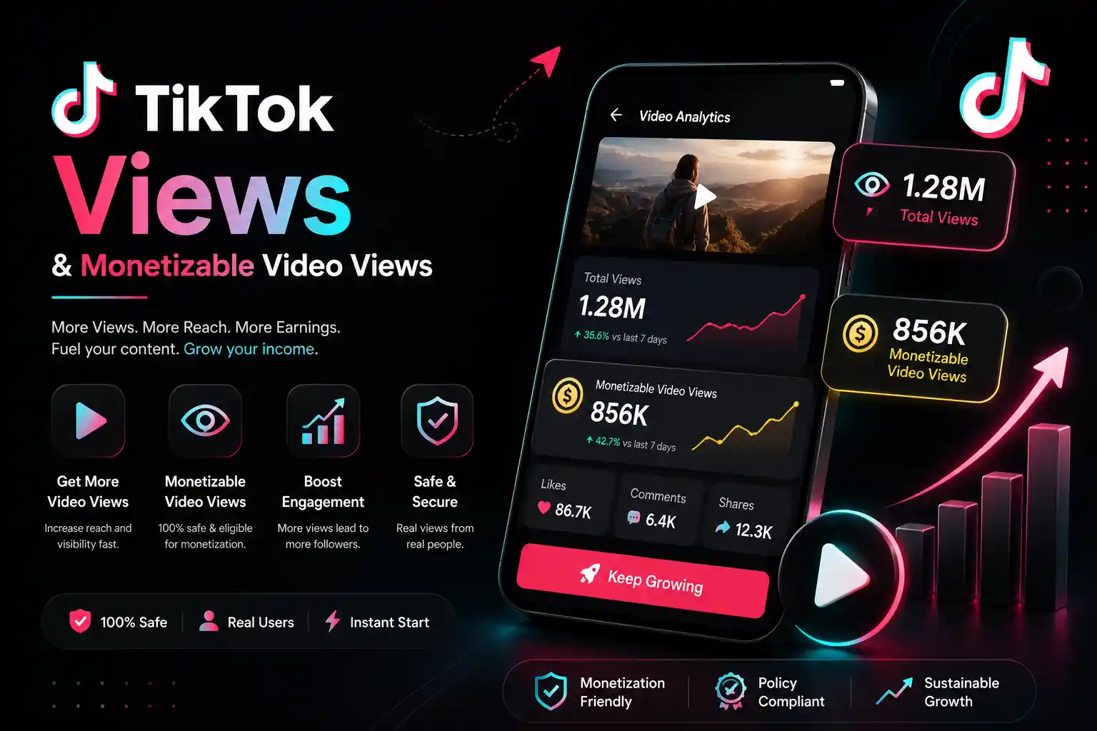 TikTok Views & Monetizable Video Views SMM Panel 
