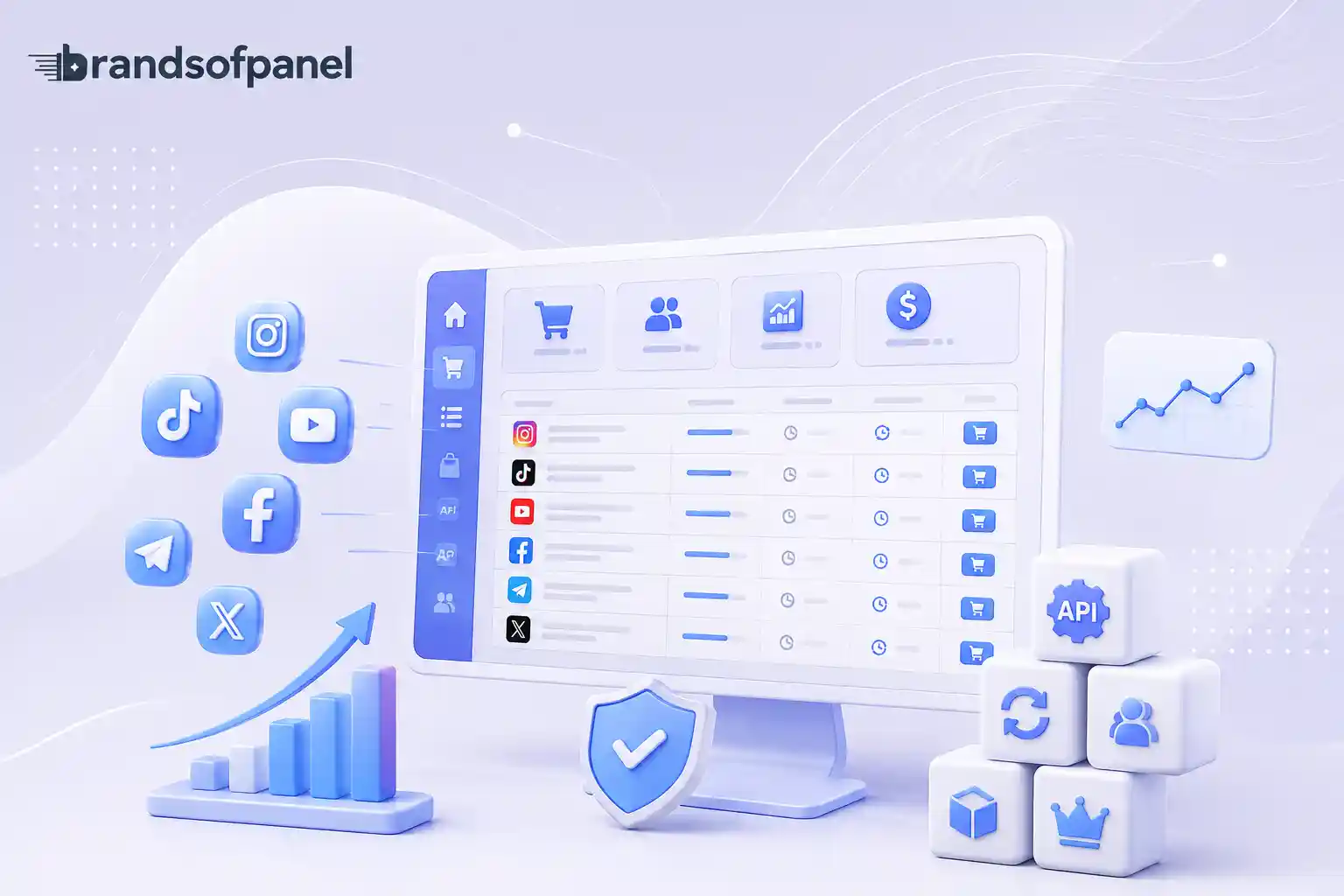 BrandsOfPanel dashboard for managing social media services, orders, API and reseller tools