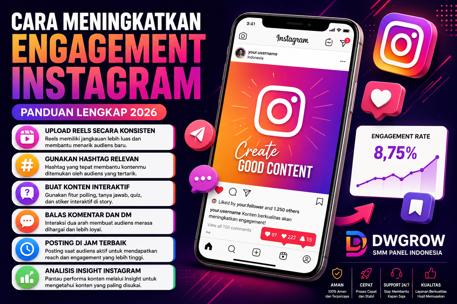 Panduan meningkatkan engagement Instagram menggunakan Reels, konten interaktif, dan strategi pemasaran media sosial