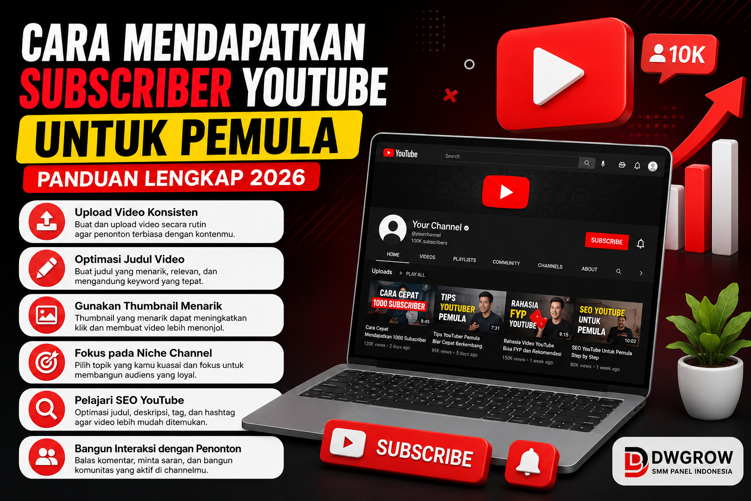 Panduan mendapatkan subscriber YouTube untuk pemula dengan optimasi channel dan konten berkualitas
