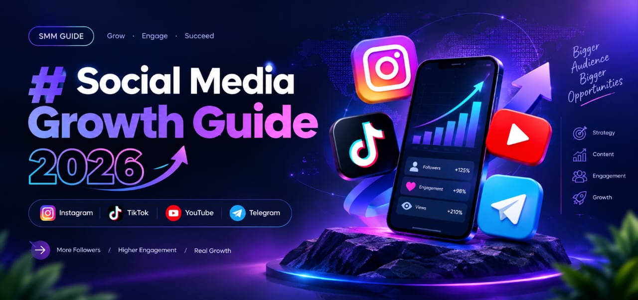 Social Media Growth Guide 2026: Instagram, TikTok, YouTube & Telegram